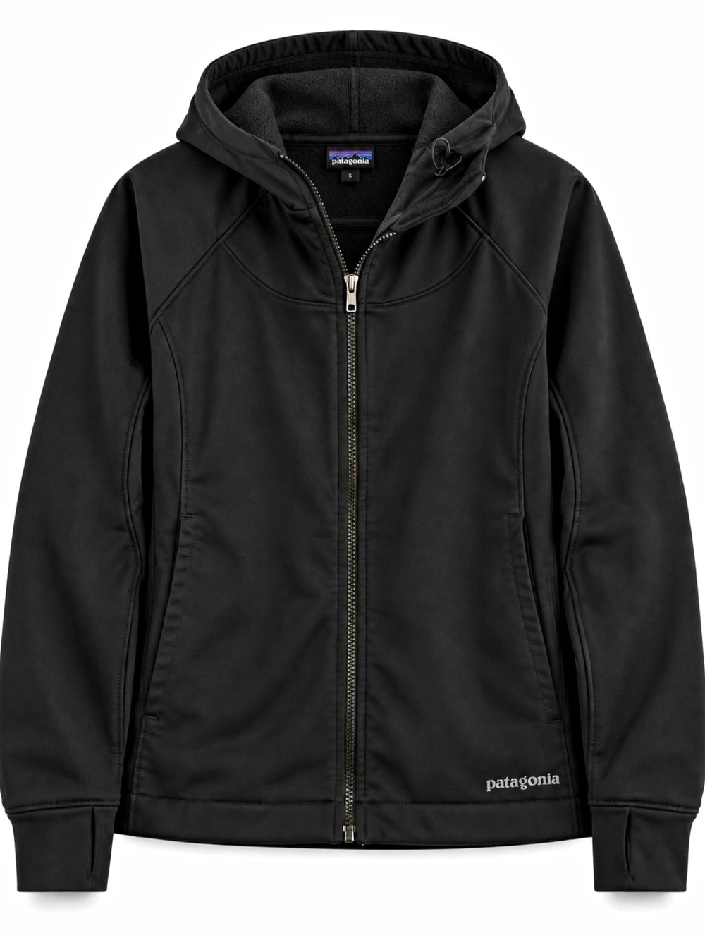 Patagonia Slopestyle Hoody Full Zip Fleece Jacket Black Womens Size S Thumbholes